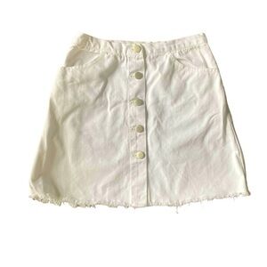 White Denim Button Front Skirt Size Small